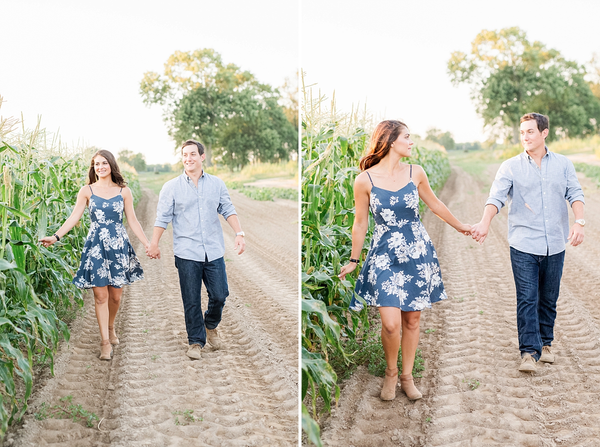 engagement session in a cornfield